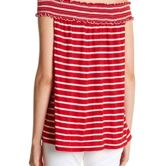 NWT Red & White Stripe Off the Shoulder Top - Picture 2 of 4